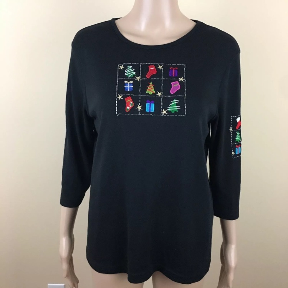 🌸 C.B.Casual Medium Top Shirt Christmas Holiday